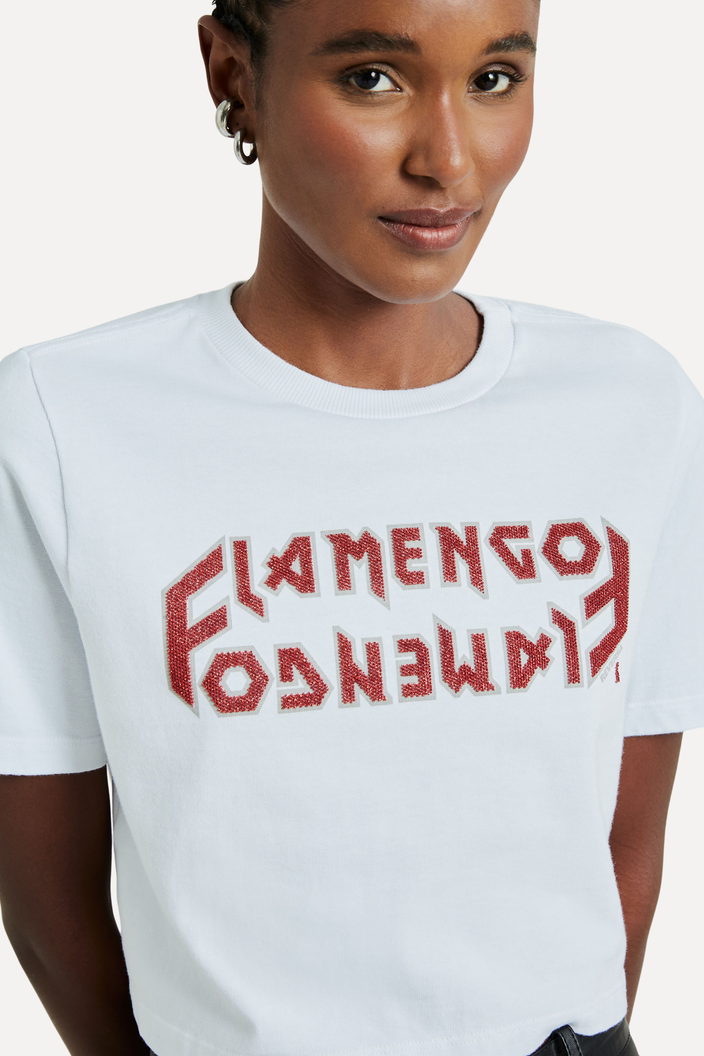 CAMISETA BRANCA REVERSA CROPPED FLAMENGO