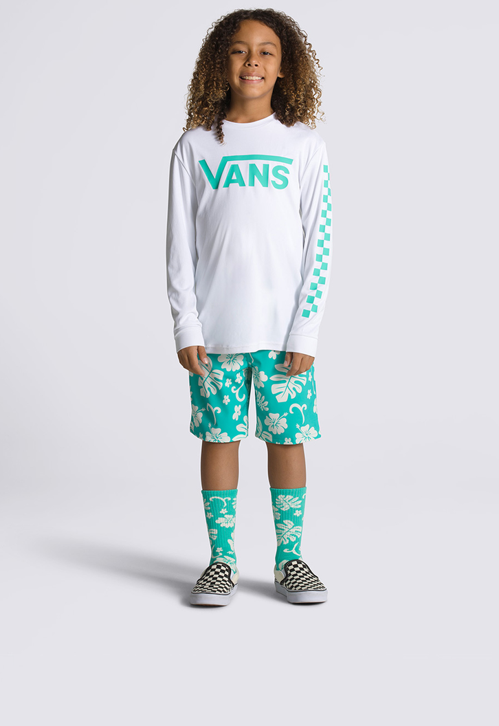 Camiseta Vans Classic Checker Sun Ls White Waterfall Infantil