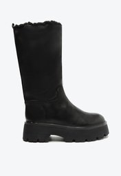 Bota Preta Arezzo Couro Cano Médio Tratorada Riley