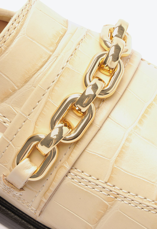 Mocassim Dannie Couro Croco Branco