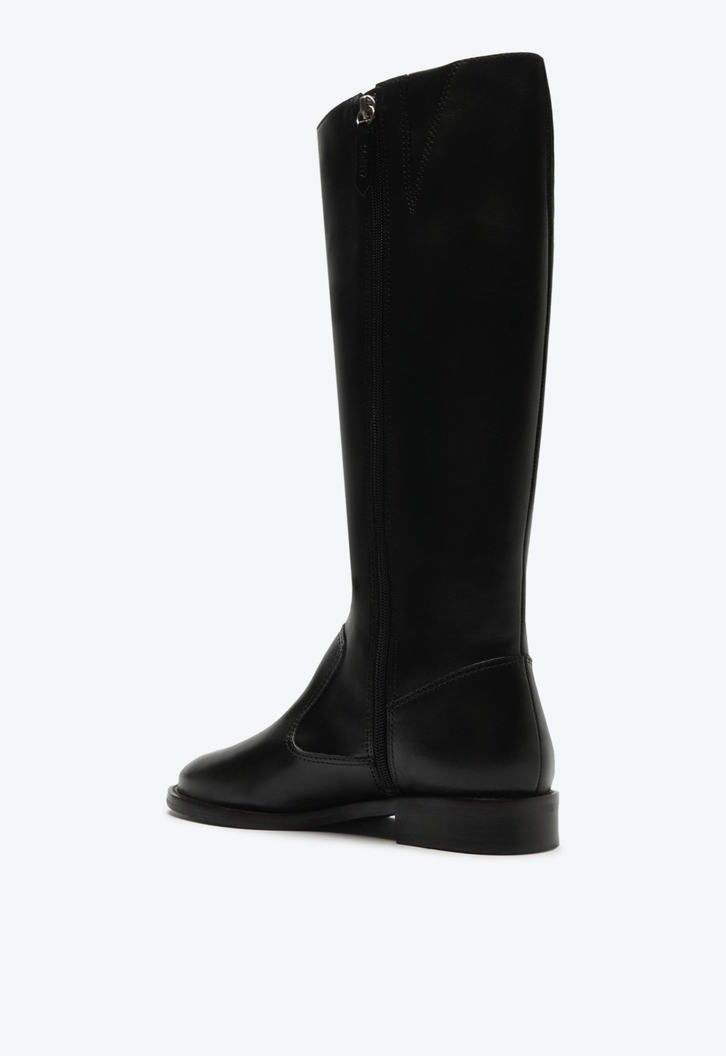 Bota Cano Longo Montaria Couro Preta