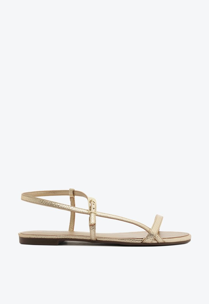 Sandália Rasteira Tiras Finas Dourada