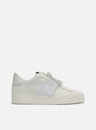 Tênis Slip On Branco Arezzo Couro Pedraria