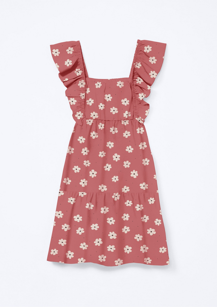 Vestido Hering Infantil Vermelho Curto Com Babados