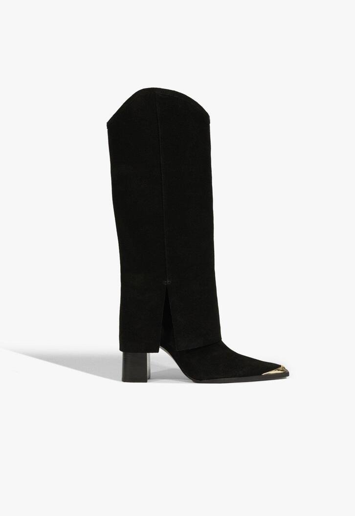 Bota Raffaela Up Cloak Camurça Preta