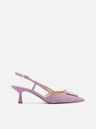 Scarpin Roxo Arezzo Nobuck Bico Fino Slingback Emily