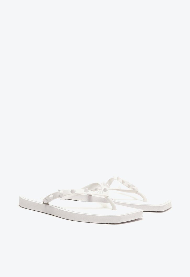 Chinelo De Dedo Branco Brizza Bico Quadrado Rock