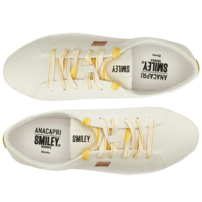 TÊNIS BRANCO E AMARELO ANACAPRI CAPRI CADARÇO SMILEY | ZZ MALL