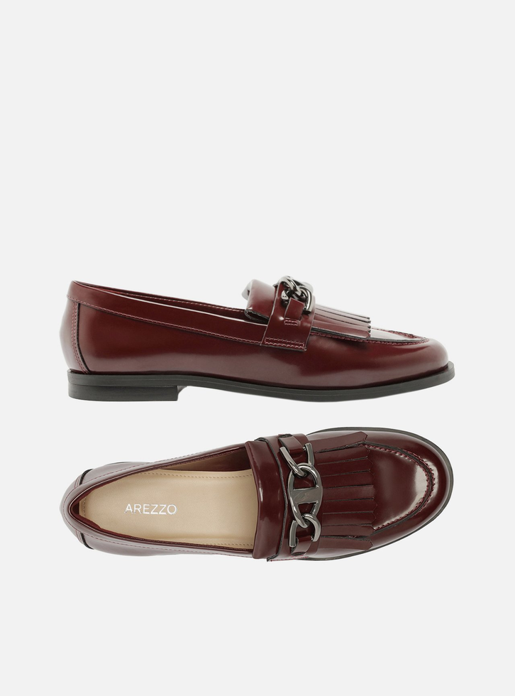 Mocassim Vermelho Arezzo Bridão Bico Redondo | ZZ MALL
