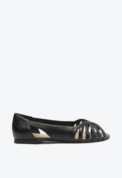 Sapatilha Preta Anacapri Peep Toe Recortes Aberta