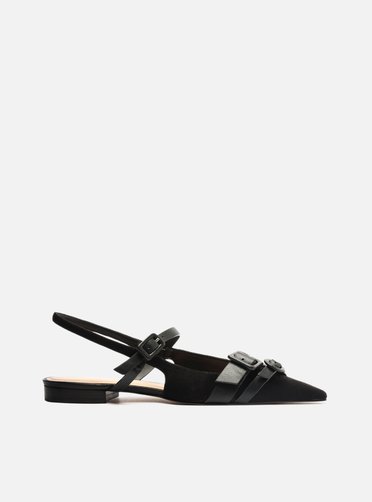 Sapatilha Preta Nobuck Slingback Fivelas | ZZ MALL