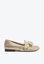 Mocassim Dourado Anacapri Duas Tiras Laço