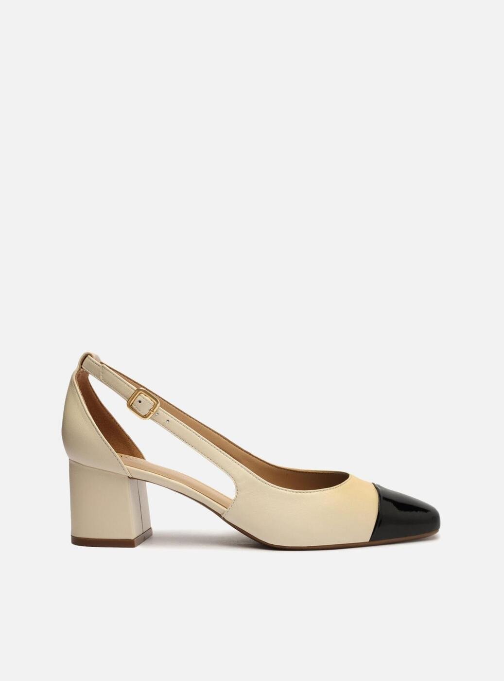 超特価SALE開催！ Scarpin Off-White Aberto Toe Cap Couro Arezzo 小物