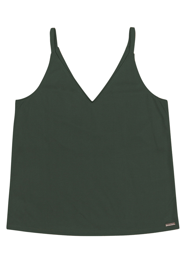 Regata Verde Dzarm Decote V Com Alças Finas