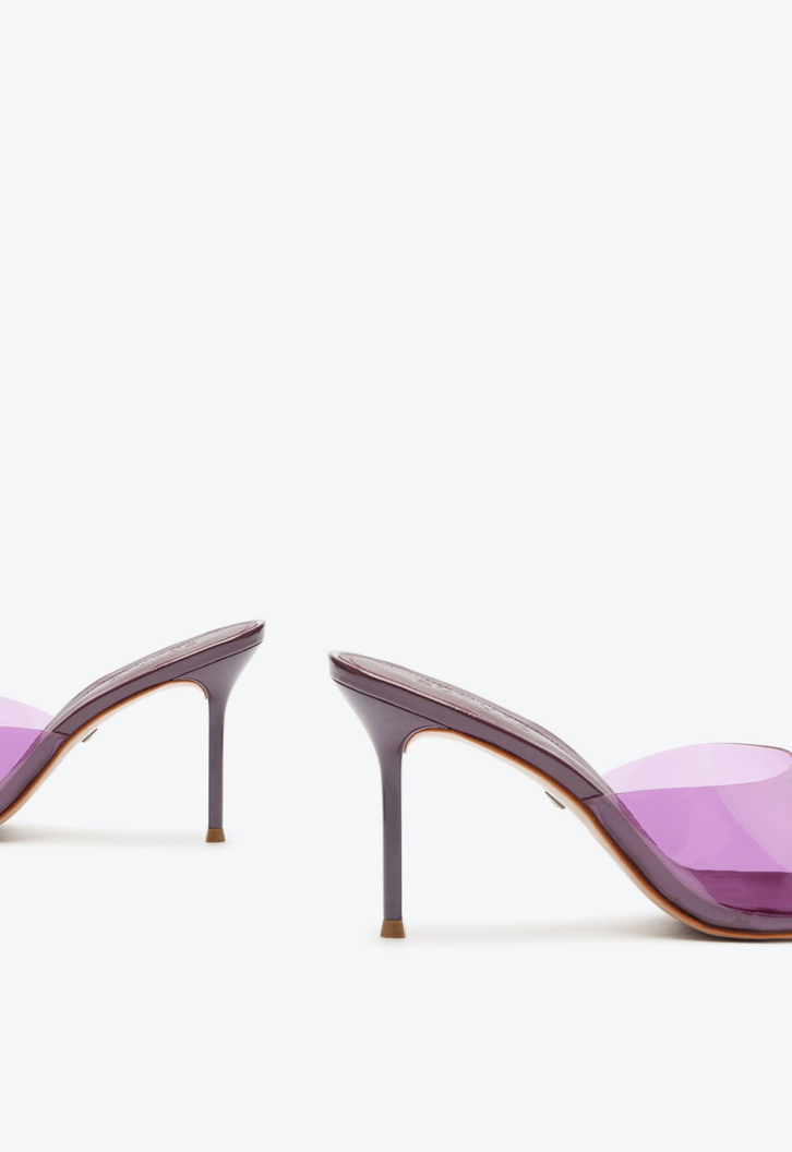 Sapato Mule Lina Vinil Salto Alto Roxo