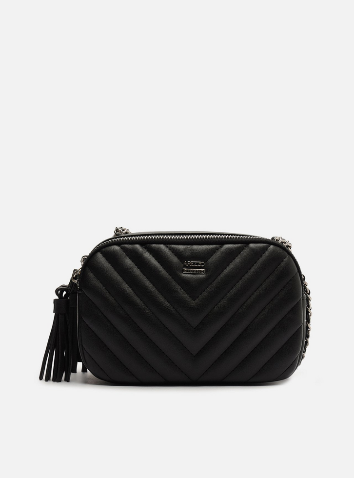 Bolsa Tiracolo Preta Matelassê Grande Barbicacho