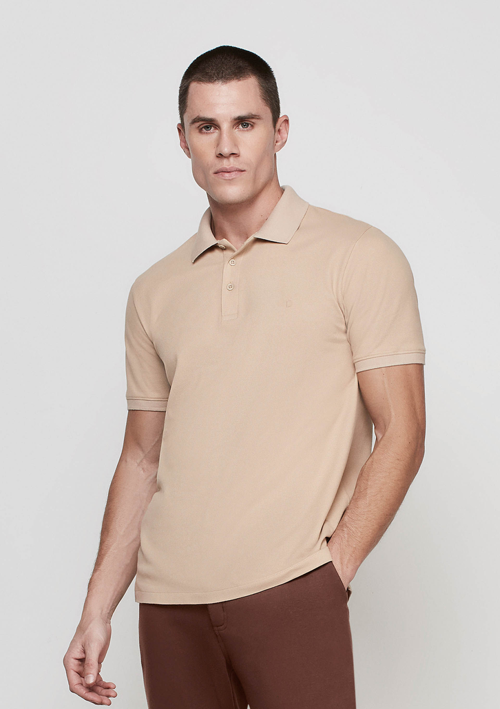 Camisa Polo Marrom Dzarm Em Malha Piquet