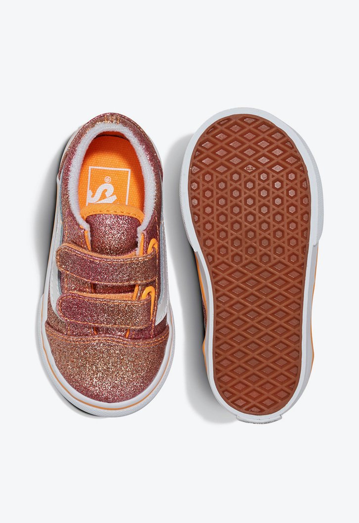 Tênis Old Skool V Infantil Sunrise Glitter Heart Tie Dye Multi White
