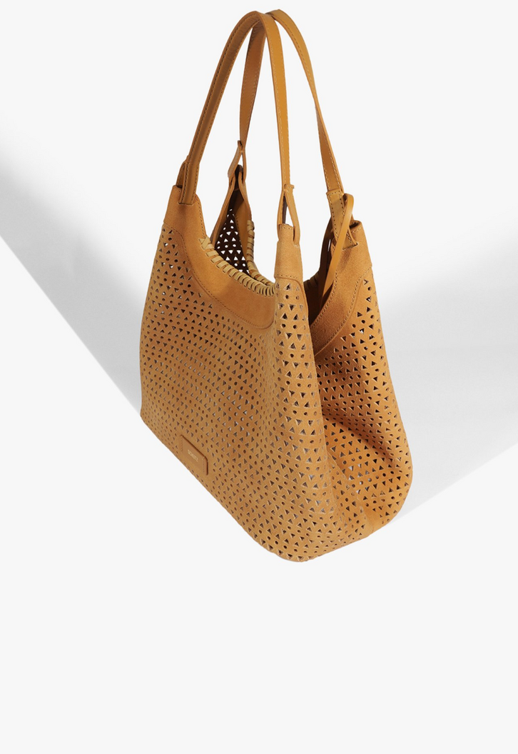 Bolsa Maxi Tote Camurça Vazada Marrom Clara | ZZ MALL