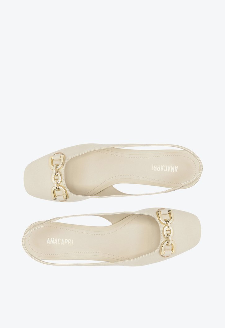 Sapatilha Slingback Bico Quadrado Bridão Branca