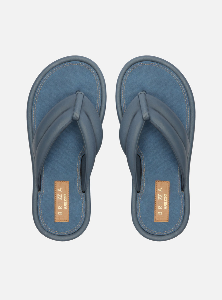 Sandália Azul Denim Tiras Largas Flatform Kim