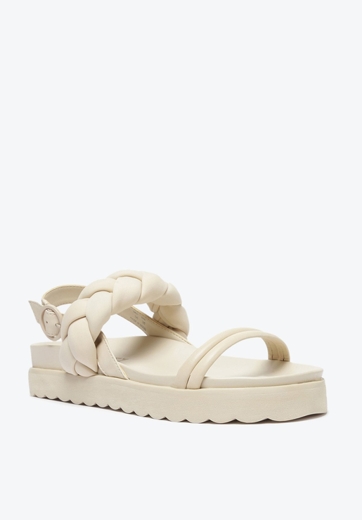 SANDÁLIA PAPETE BRANCA SCHUTZ FLATFORM TRANÇA NYLON