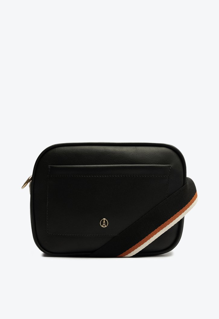 Bolsa Tiracolo Preta Alça Gorgurão Média