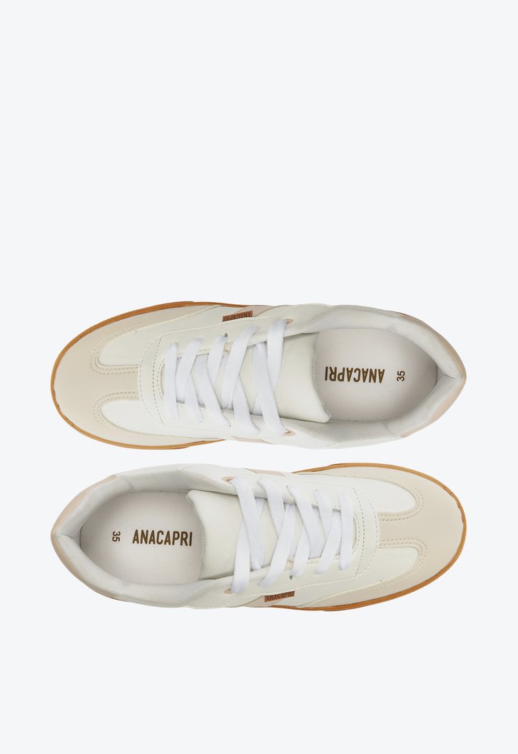 Tênis De Amarrar Branco Nude Anacapri Listra Lateral Camurça