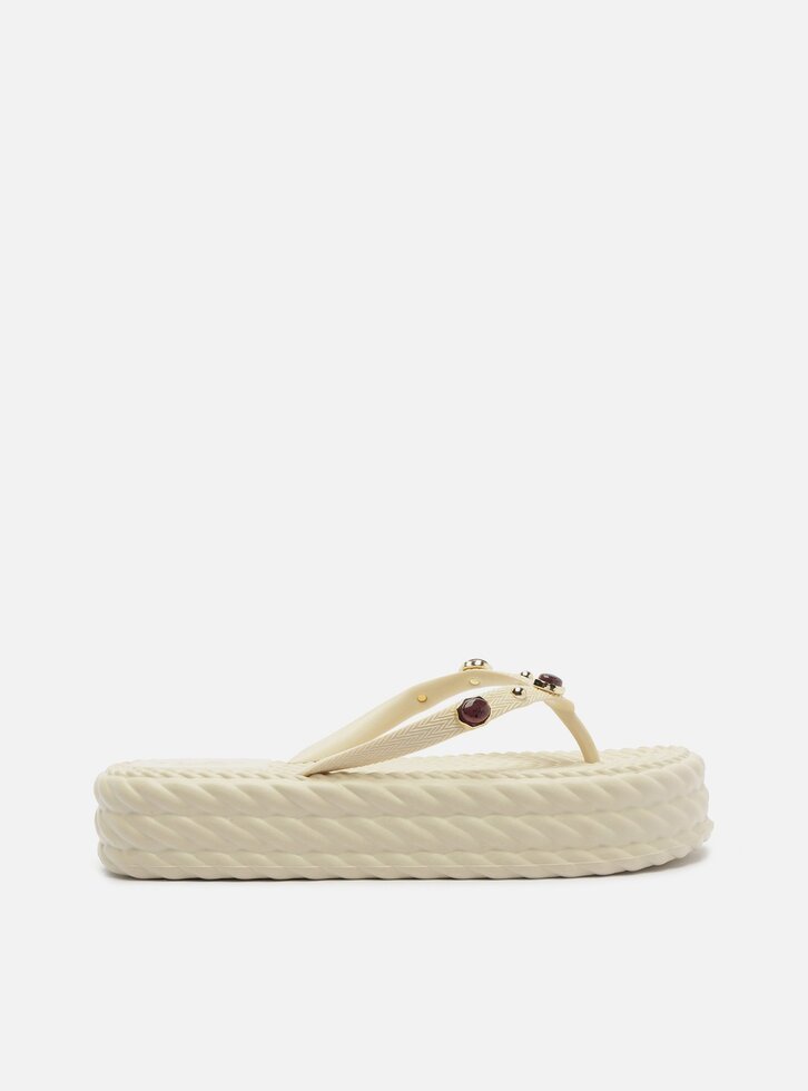 Chinelo Off White Flatform Marrocos Pedras Brizza