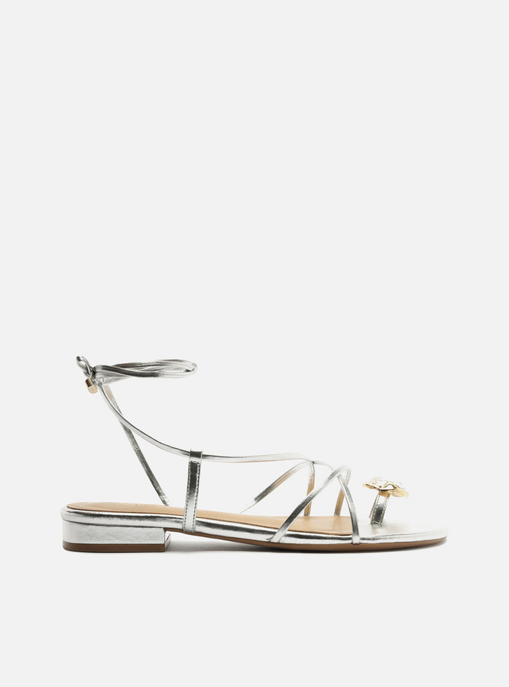 Rasteira Prata Dedeira Metal Orgânico