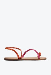 Sandália Pink E Laranja Anacapri Tira Trançada De Encaixe