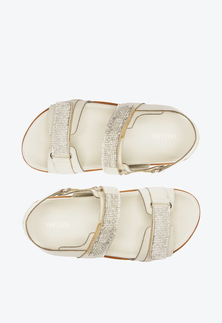 Sandália Papete Branca Anacapri Velcro Glam