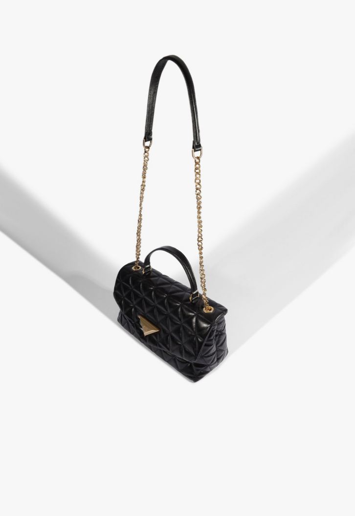 Bolsa Satchel 944 Media Couro Preta | ZZ MALL