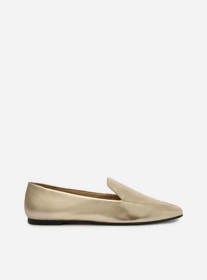Mocassim Dourado Bico Quadrado Easy