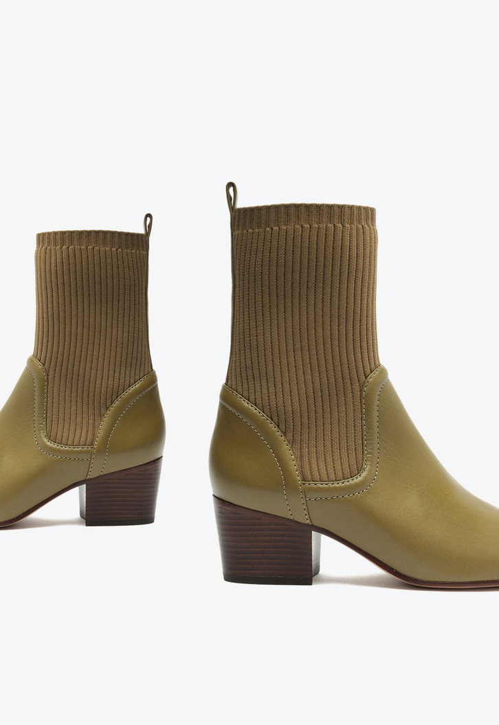 Bota Knit e Couro Verde