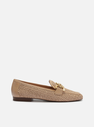 Mocassim Nude Arezzo Tramado Metal Elos