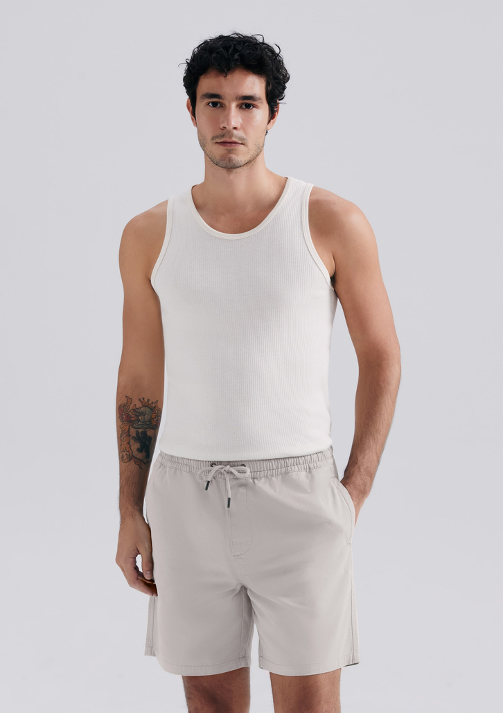 Shorts Bege Hering Masculino De Sarja