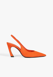 Scarpin Slingback Lexi Camurça Laranja Neon