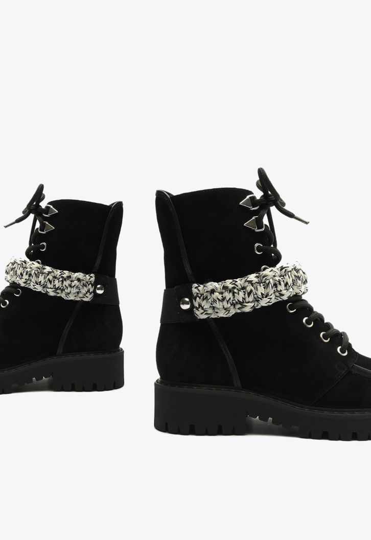 Bota Coturno Brilho Preto