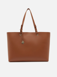 Bolsa Shopping Marrom Arezzo Grande Charm Metal