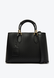 Bolsa Tote Preta Schutz Grande Lorena Couro Trama