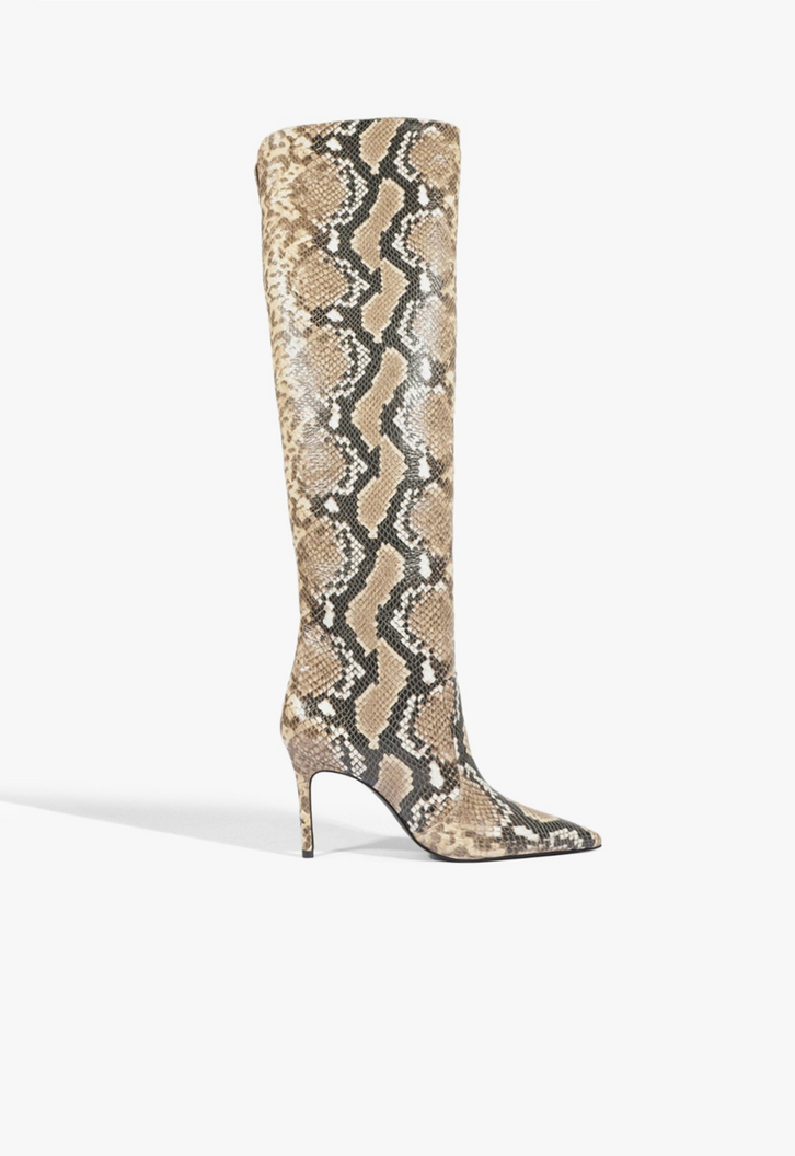 Bota Dressy Cano Longo Couro Animal Print