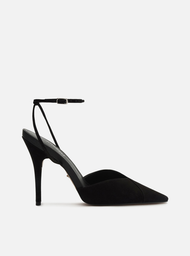 Scarpin Preto Arezzo Nobuck Salto Alto Aberto