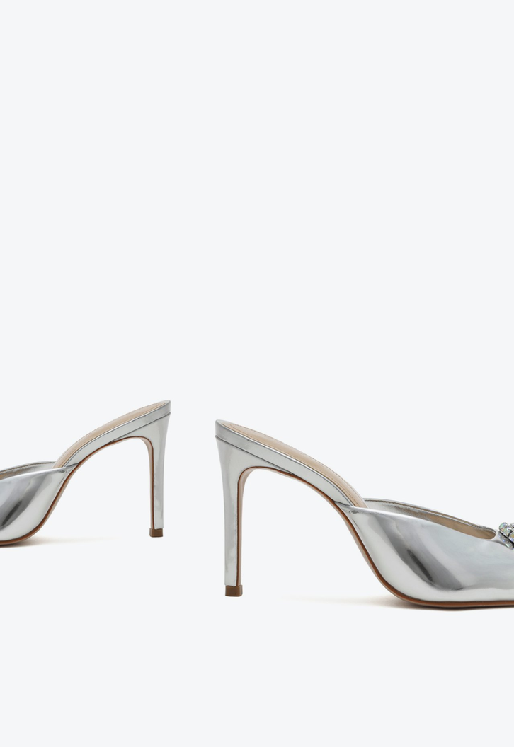 Sapato Mule Anna Verniz Prata