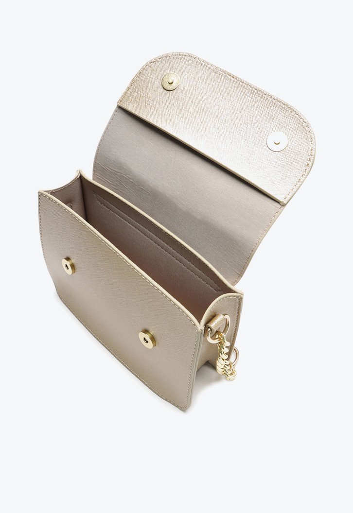 Bolsa Tiracolo Pequena Texturizada Dourada