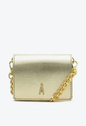 Carteira Crossbody Dourada Anacapri Pequena Corrente Com Aplicação De A