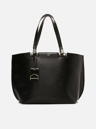 Bolsa Shopping Preta Arezzo Couro Abraccio Wave Grande