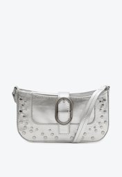 Bolsa Crossbody Prata Anacapri Média Fivela Tachas