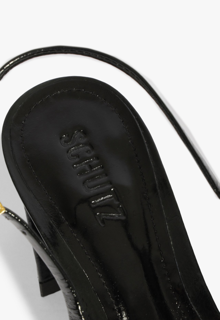 Scarpin Slingback Rhonda Mid Couro Preto