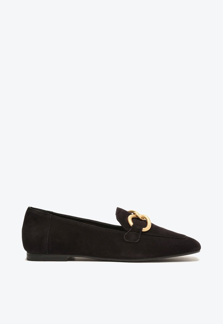 Mocassim Preto Arezzo Nobuck Bico Quadrado Elos